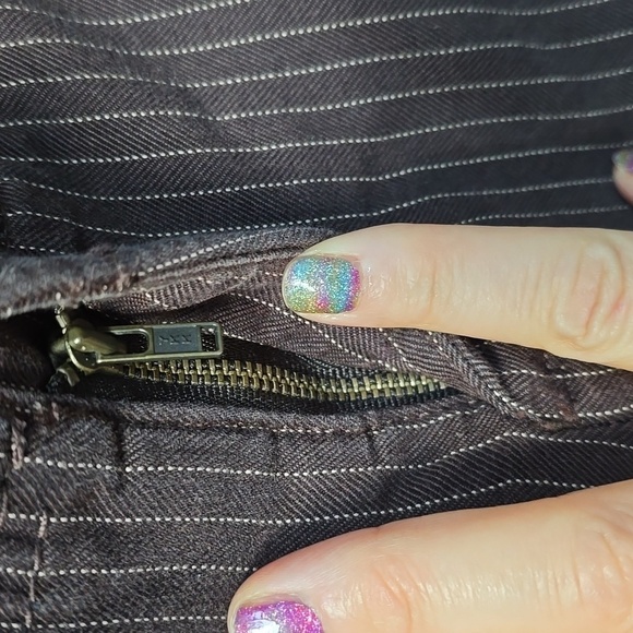 American Eagle VTG y2k 2000s brown pinstripe wide leg pants 8 - Picture 6 of 14